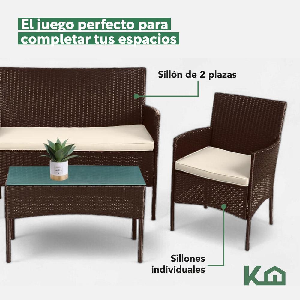 Foto 7 pulgar | Sala para Exterior Marrón KingsHouse 4 Piezas