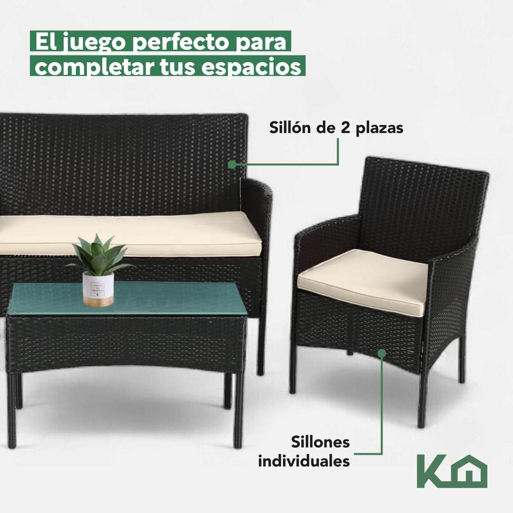 Foto 6 | Sala para Exterior Negra KingsHouse 4 Piezas