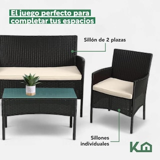Foto 6 | Sala para Exterior Negra KingsHouse 4 Piezas