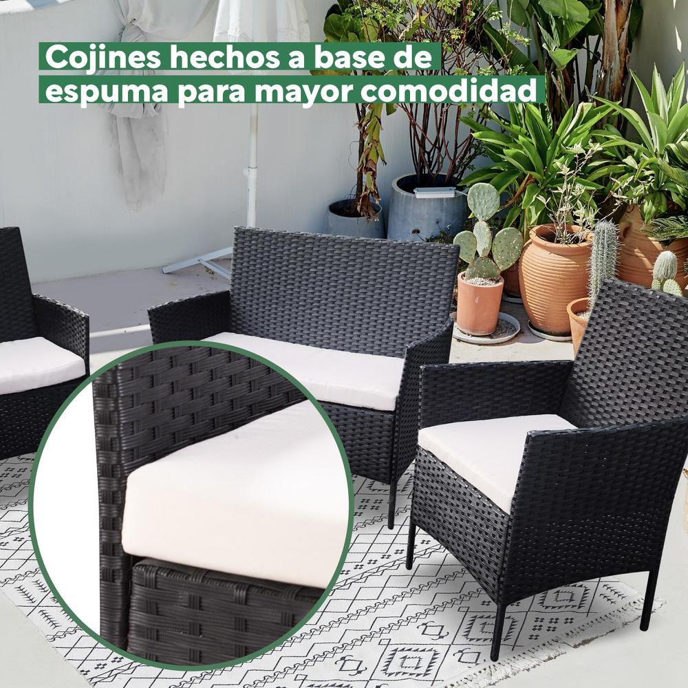 Foto 7 | Sala para Exterior Negra KingsHouse 4 Piezas