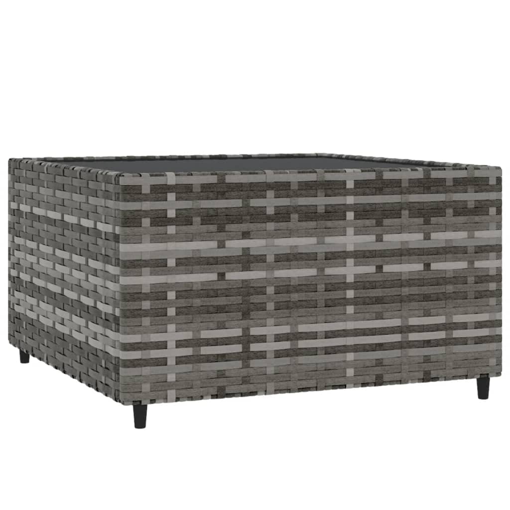 Foto 2 pulgar | Mesa De Café Para Patio Vidaxl Gris Cuadrada Con Tapa De Vidrio Templado - Venta Internacional.