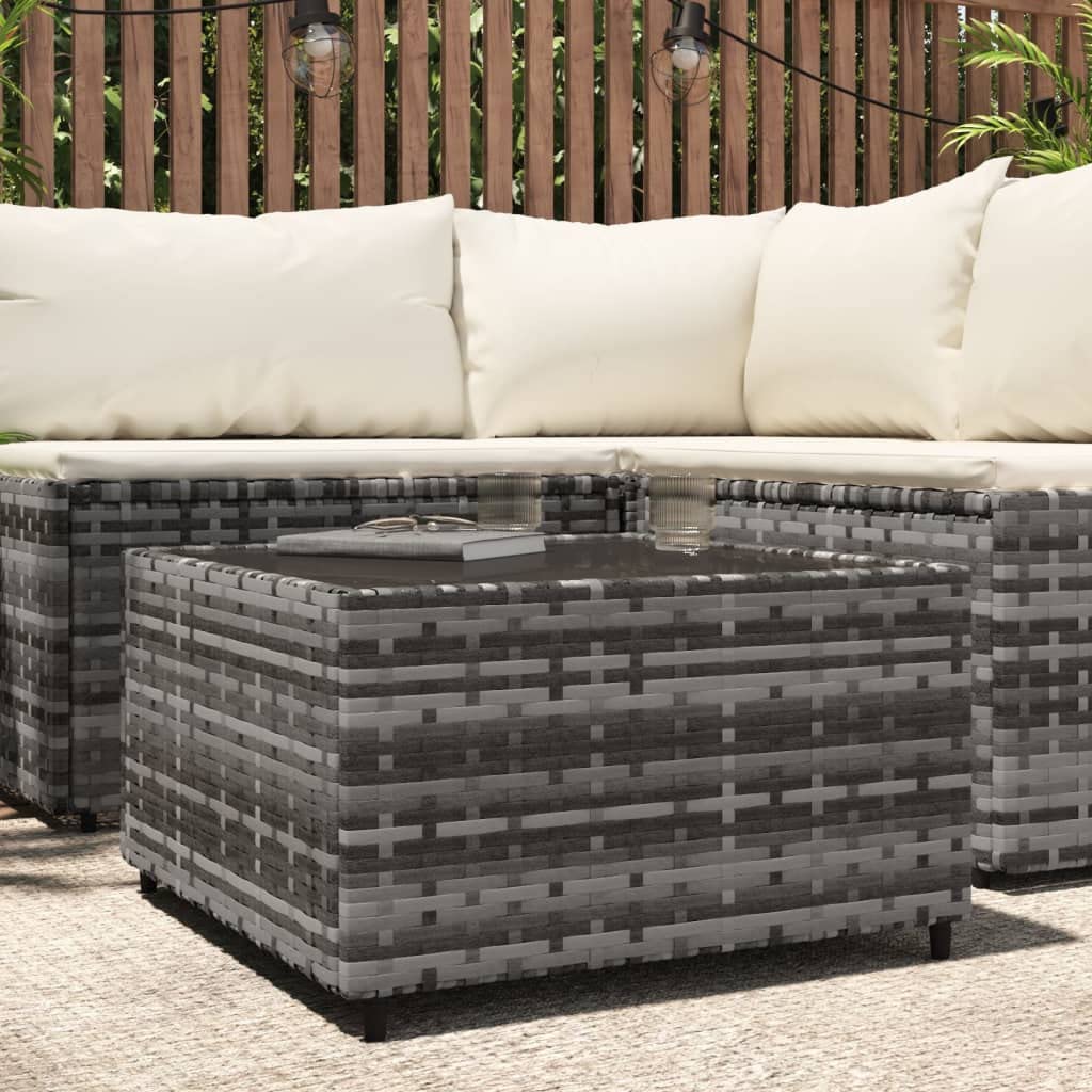 Foto 3 pulgar | Mesa De Café Para Patio Vidaxl Gris Cuadrada Con Tapa De Vidrio Templado - Venta Internacional.