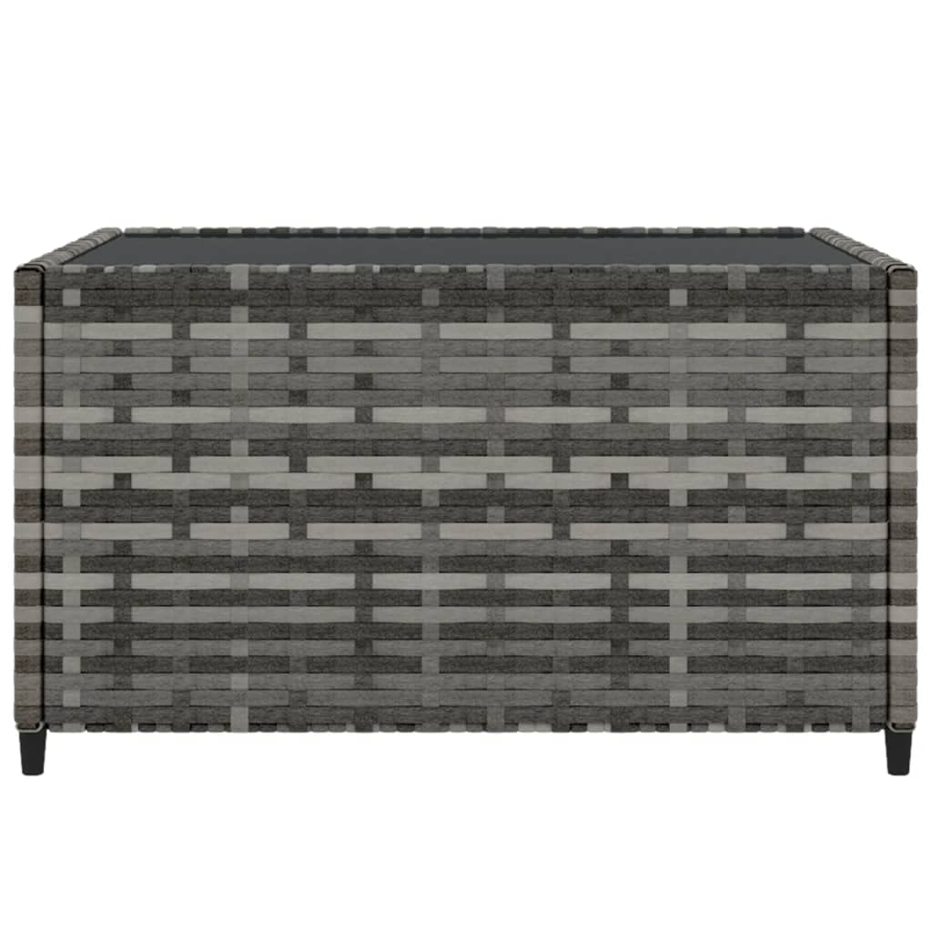 Foto 4 pulgar | Mesa De Café Para Patio Vidaxl Gris Cuadrada Con Tapa De Vidrio Templado - Venta Internacional.