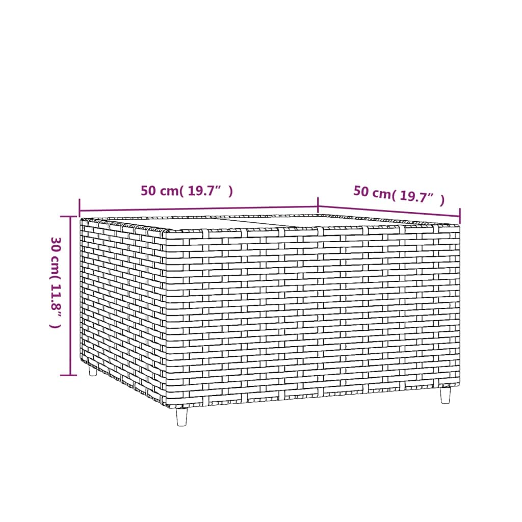 Foto 8 pulgar | Mesa De Café Para Patio Vidaxl Gris Cuadrada Con Tapa De Vidrio Templado - Venta Internacional.