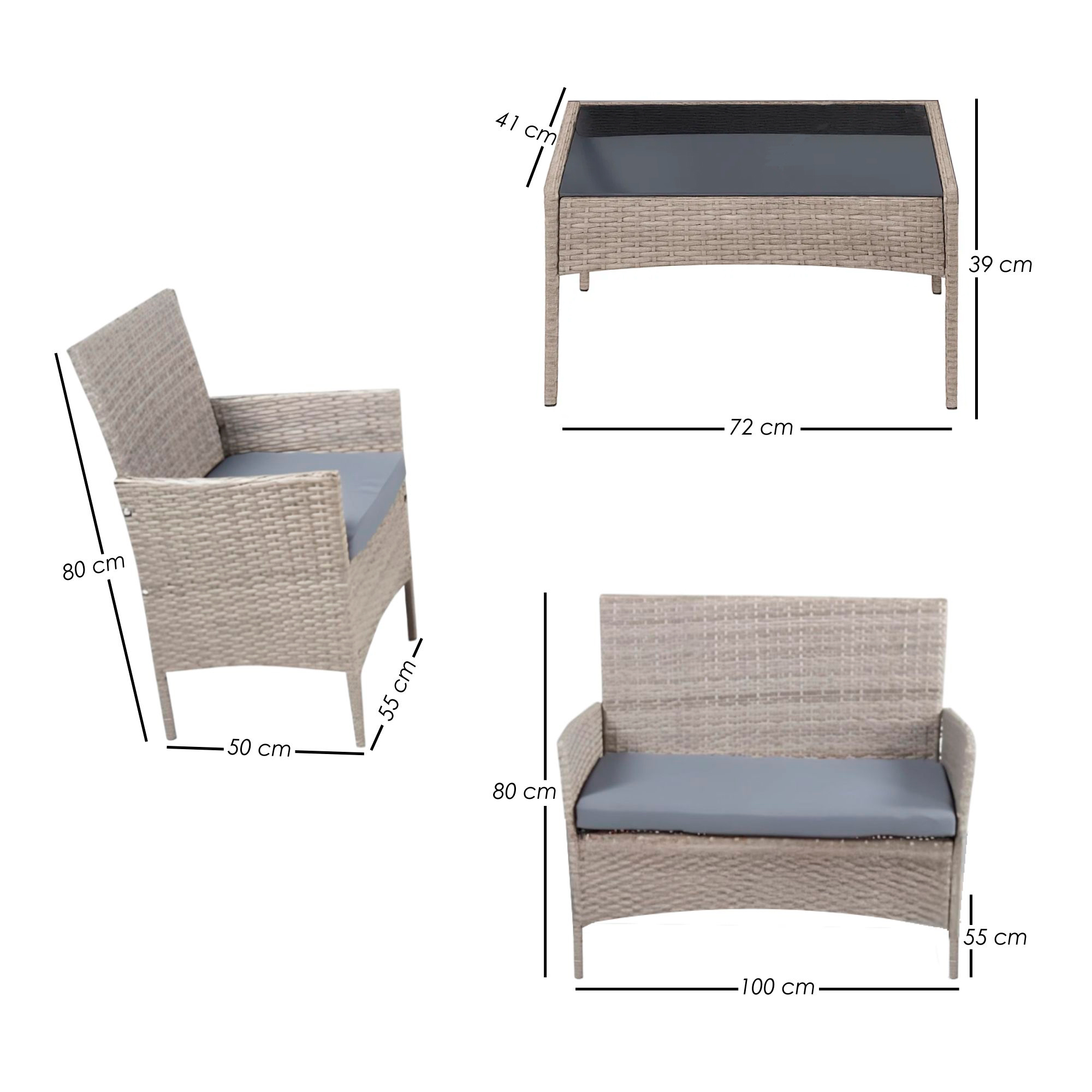 Foto 3 pulgar | Ilios Innova | Juego De Sala Para Jardín De 4 Piezas Fabricado En Mimbre Sintético Color Gris Con Cojines Grises
