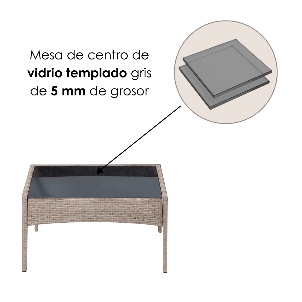 Foto 9 pulgar | Ilios Innova | Juego De Sala Para Jardín De 4 Piezas Fabricado En Mimbre Sintético Color Gris Con Cojines Grises