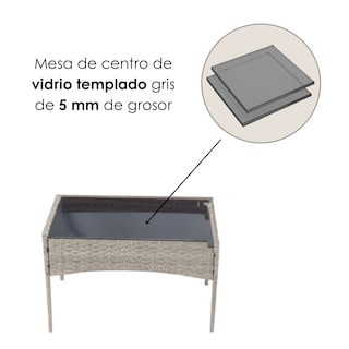 Foto 8 | Ilios Innova | Juego De Sala Para Jardín De 4 Piezas Fabricado En Mimbre Sintético Color Gris Con Cojines Grises