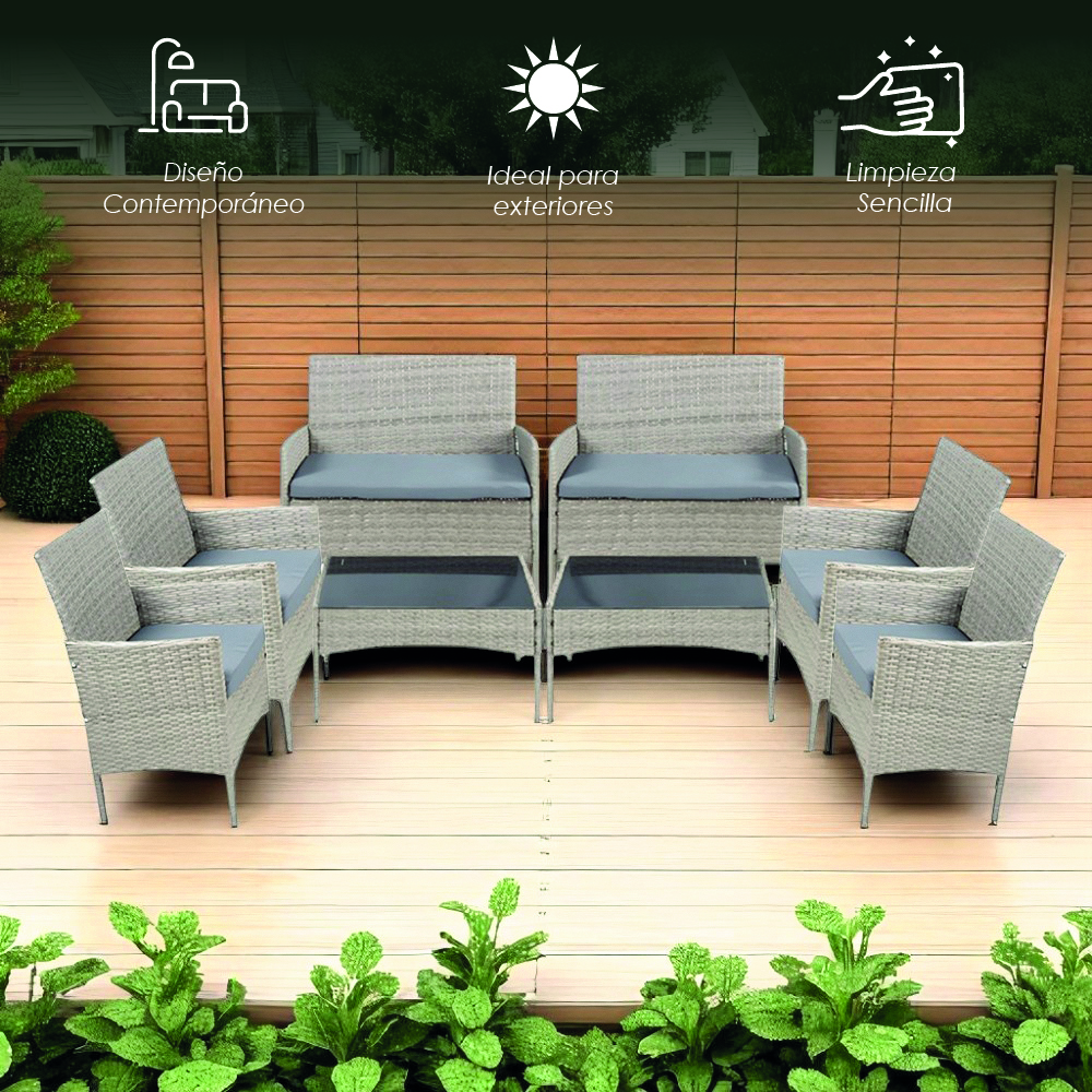 Foto 3 | Ilios Innova | Juego De Muebles De Jardín De Mimbre Para 8 Personas