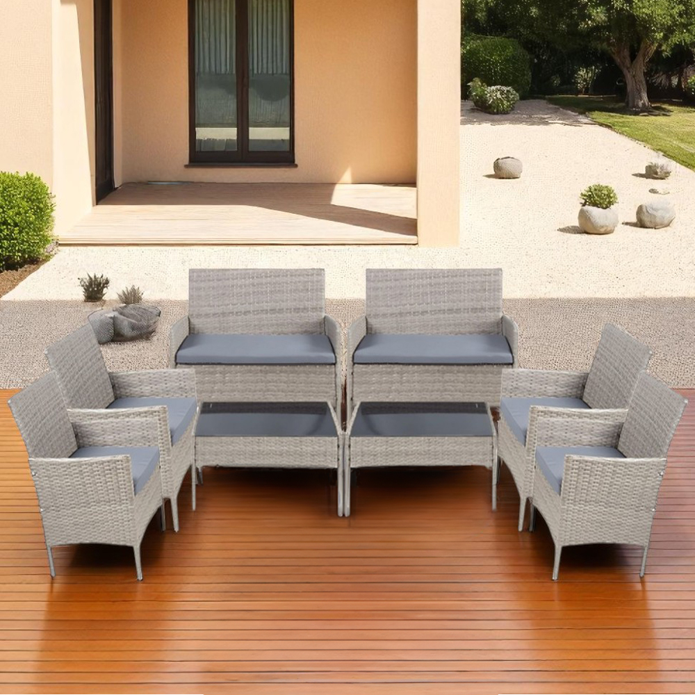 Foto 5 pulgar | Ilios Innova | Juego De Muebles De Jardín De Mimbre Para 8 Personas