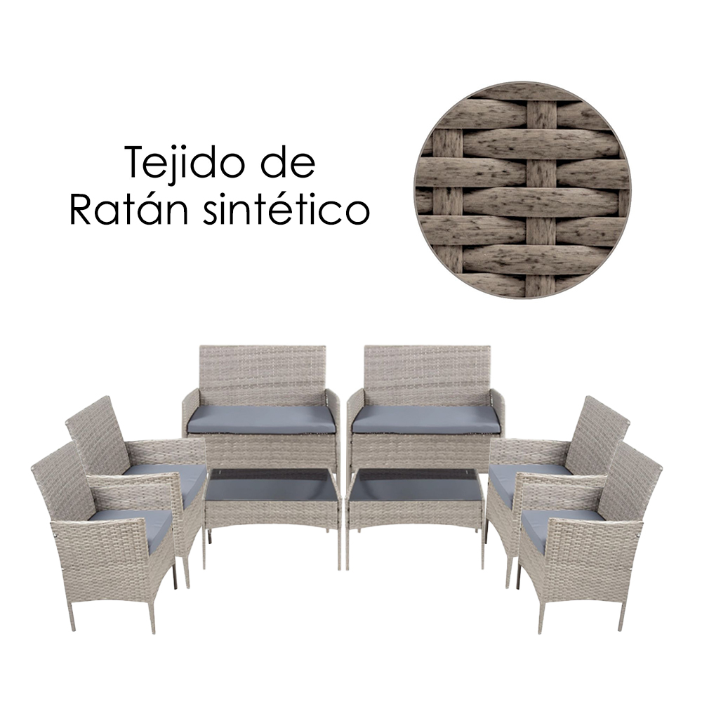 Foto 6 | Ilios Innova | Juego De Muebles De Jardín De Mimbre Para 8 Personas