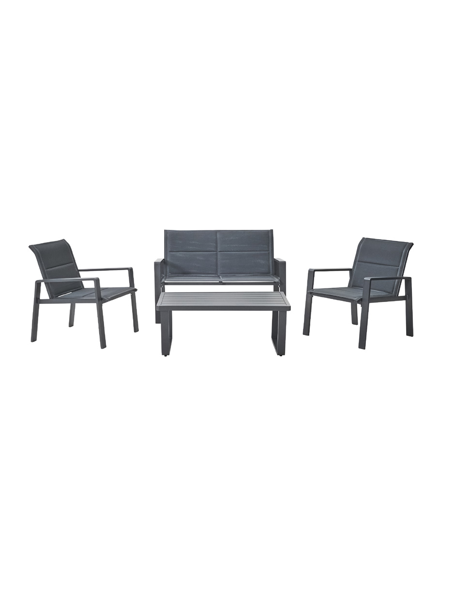 Naterial Set De Sala Para Jardín: Sofá De 2 Plazas + 2 Sillones + Mesa De Centro De Aluminio Para Exterior, Modelo Ar