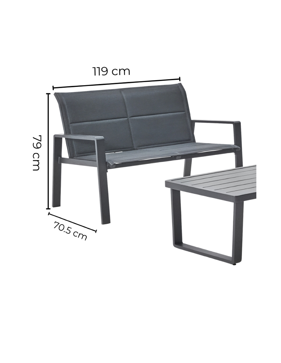Foto 9 pulgar | Naterial Set De Sala Para Jardín: Sofá De 2 Plazas + 2 Sillones + Mesa De Centro De Aluminio Para Exterior, Modelo Ar