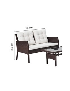 Foto 7 | Naterial Set De Jardín : Sofá De Dos Plazas Tipo Ratán + Dos Sillas Individuales Tipo Ratán + Una Mesa De Ce
