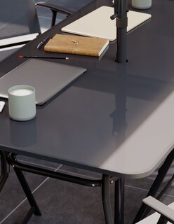 Foto 5 | Naterial Set De Comedor 6 Sillas Plegables + Mesa + 1 Sombrilla De Acero Para Exterior, Modelo Doma