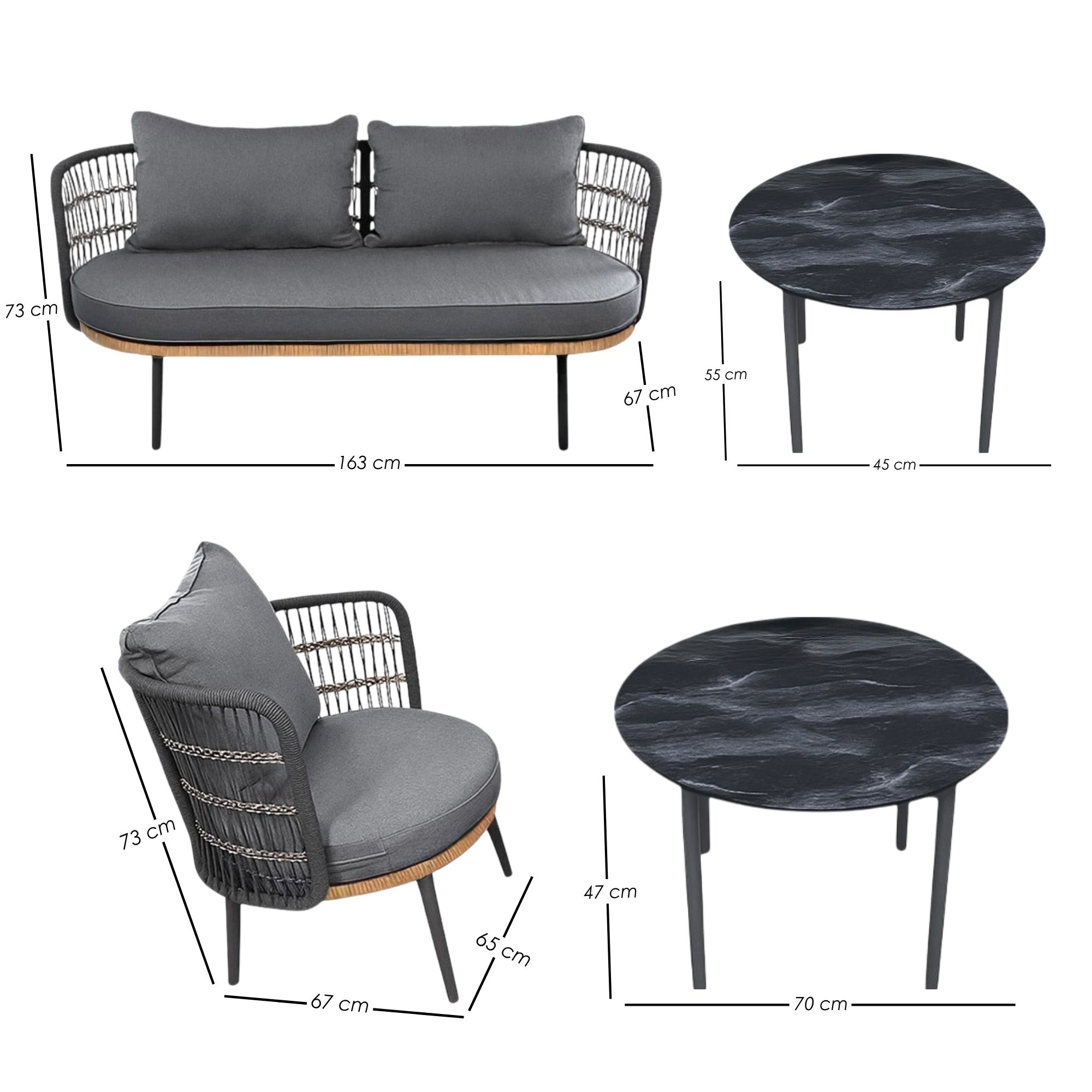Foto 3 pulgar | Ilios Innova | Sala De Jardín De 5 Piezas Gris Moderna Con Cojines Y Estructura Metálica – Ideal Para Terra