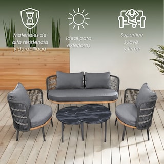 Foto 3 | Ilios Innova | Sala De Jardín De 5 Piezas Gris Moderna Con Cojines Y Estructura Metálica – Ideal Para Terra