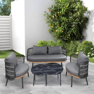 Foto 4 | Ilios Innova | Sala De Jardín De 5 Piezas Gris Moderna Con Cojines Y Estructura Metálica – Ideal Para Terra