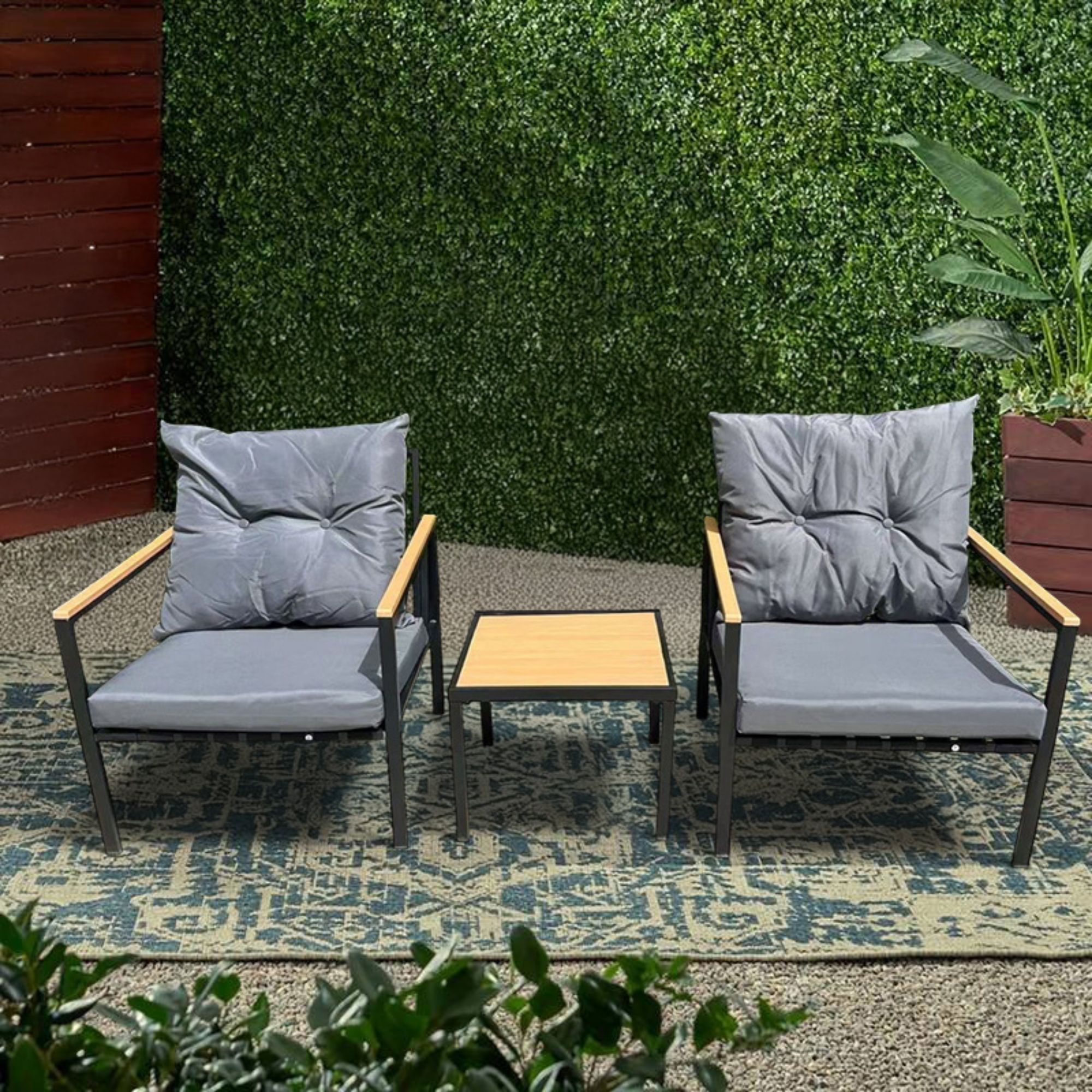 Foto 5 | Ilios Innova | Sala De Jardín 2 Plazas Gris Con Mesa De Centro  Diseño Moderno Para Exterior  Terraza O Balcón.