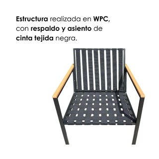 Foto 7 | Ilios Innova | Sala De Jardín 2 Plazas Gris Con Mesa De Centro Diseño Moderno Para Exterior Terraza O Balcón.