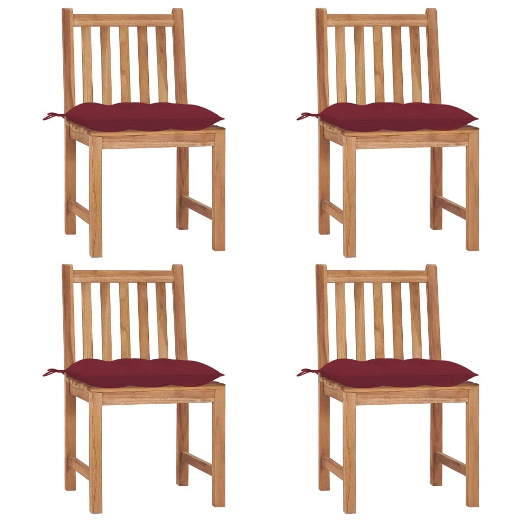 Foto 2 pulgar | Sillas De Patio Vidaxl De Madera Maciza De Teca Con Cojines  Juego De 4 - Venta Internacional.