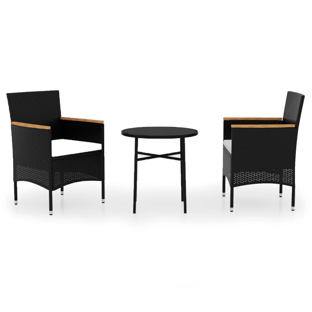 Foto 2 pulgar | Set De Comedor Para Patio Vidaxl  3 Piezas  Poliratán Negro - Venta Internacional.