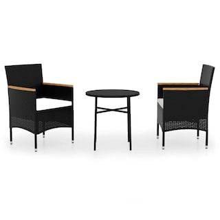 Foto 1 | Set De Comedor Para Patio Vidaxl 3 Piezas Poliratán Negro - Venta Internacional.