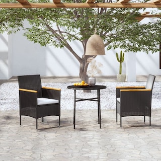 Foto 2 | Set De Comedor Para Patio Vidaxl 3 Piezas Poliratán Negro - Venta Internacional.