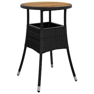 Foto 2 | Mesa De Patio Vidaxl Redonda Ø60 Cm Madera De Acacia Poliratán Color Negro - Venta Internacional.