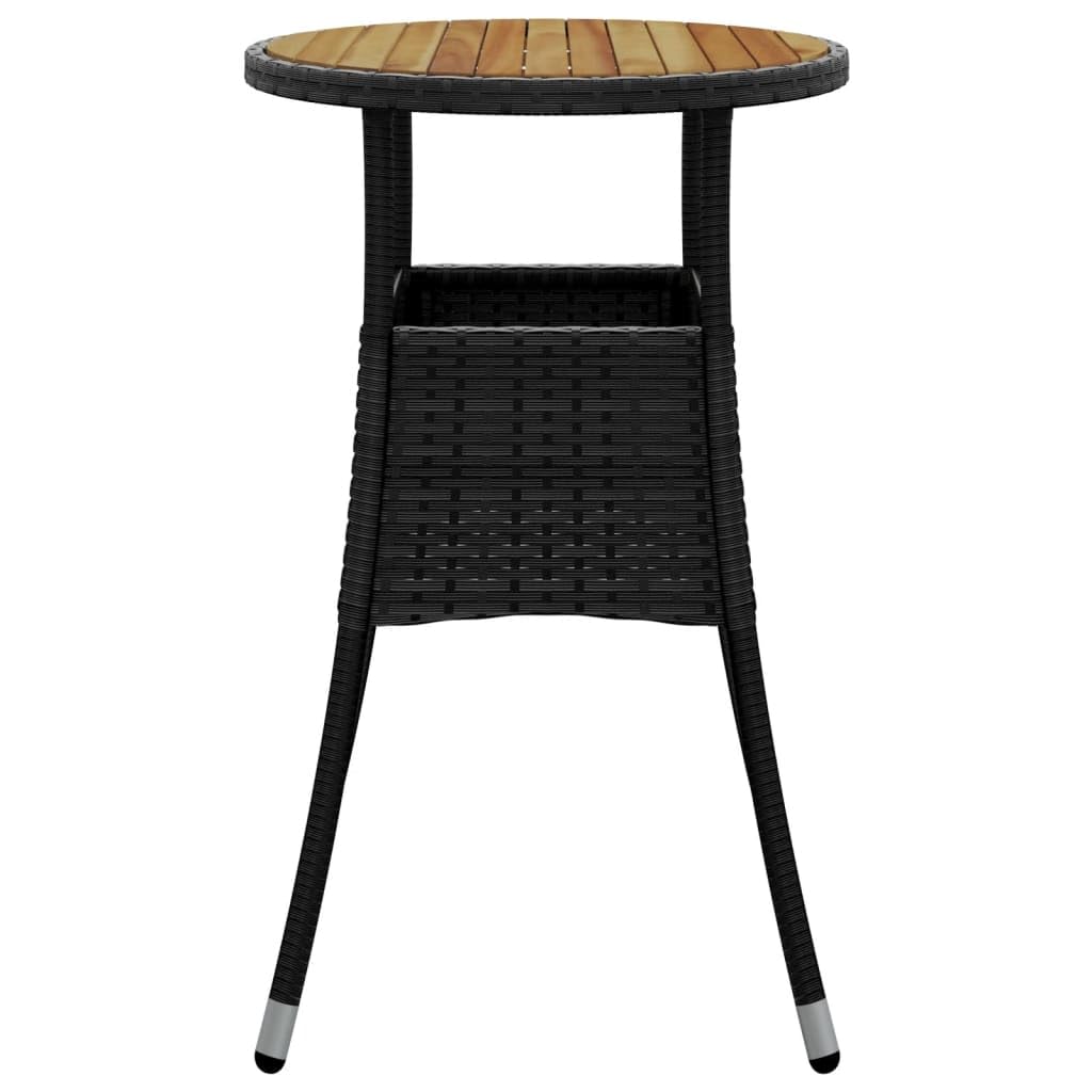Foto 6 pulgar | Mesa De Patio Vidaxl Redonda Ø60 Cm  Madera De Acacia  Poliratán  Color Negro - Venta Internacional.