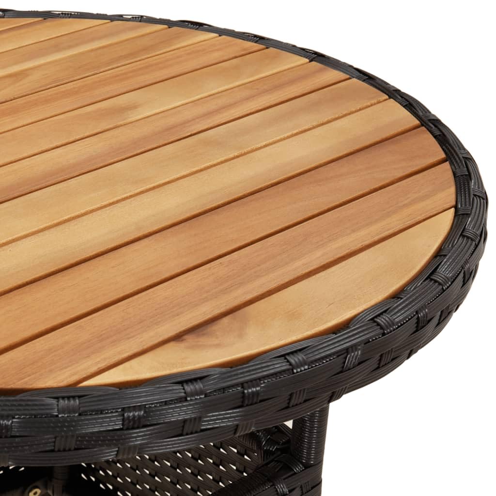 Foto 7 pulgar | Mesa De Patio Vidaxl Redonda Ø60 Cm  Madera De Acacia  Poliratán  Color Negro - Venta Internacional.