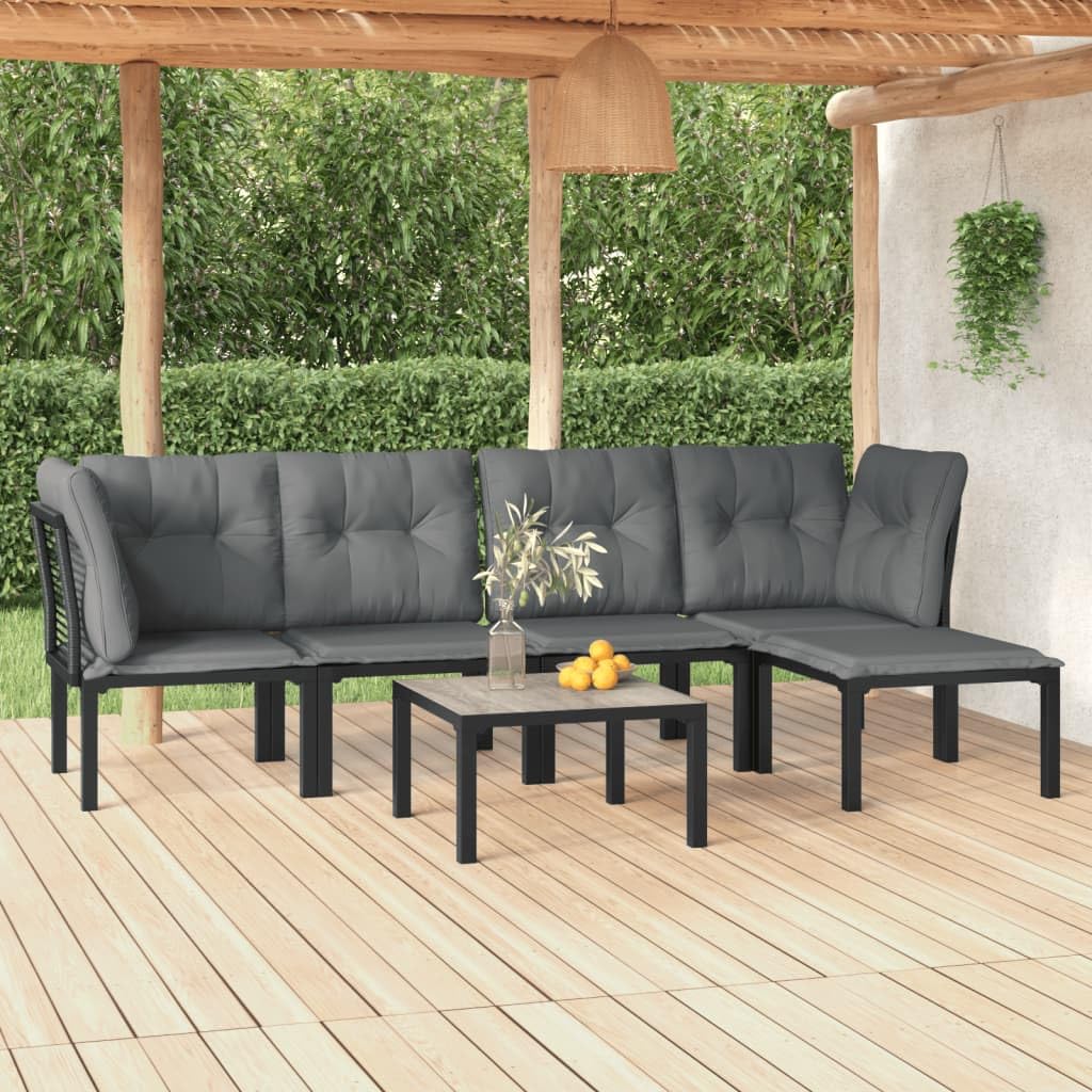 Foto 3 pulgar | Set Patio Lounge Vidaxl De 6 Piezas Con Mesa De Café Negro/gris - Venta Internacional.