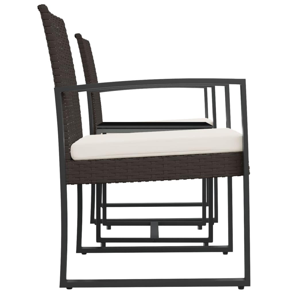 Foto 4 | Set De Comedor Para Patio Vidaxl  Ratán Marrón  Polipropileno Y Acero - Venta Internacional.