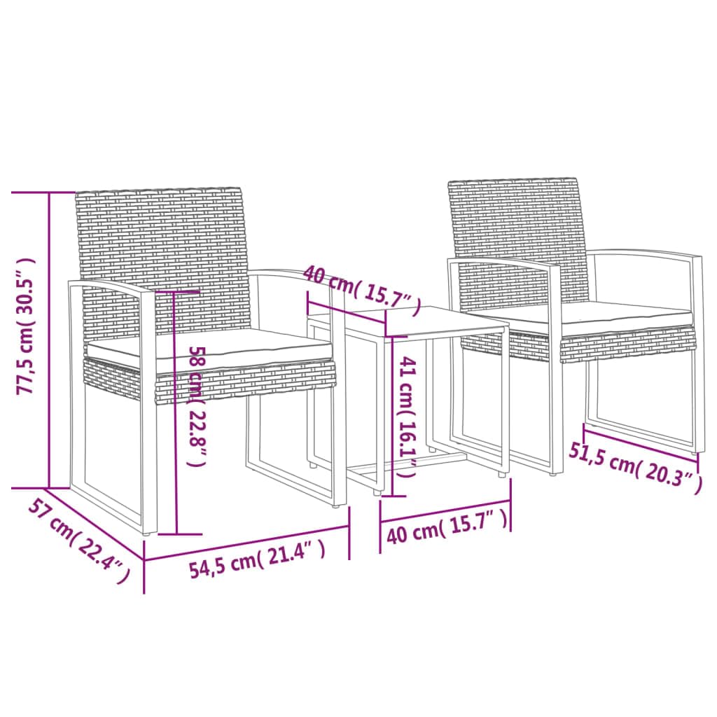 Foto 8 pulgar | Set De Comedor Para Patio Vidaxl  Ratán Marrón  Polipropileno Y Acero - Venta Internacional.