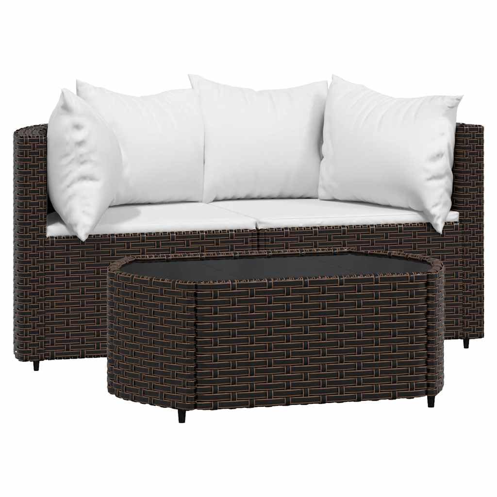 Foto 2 pulgar | Set Patio Lounge Vidaxl De 3 Piezas De Poliratán Marrón Para Exteriores - Venta Internacional.