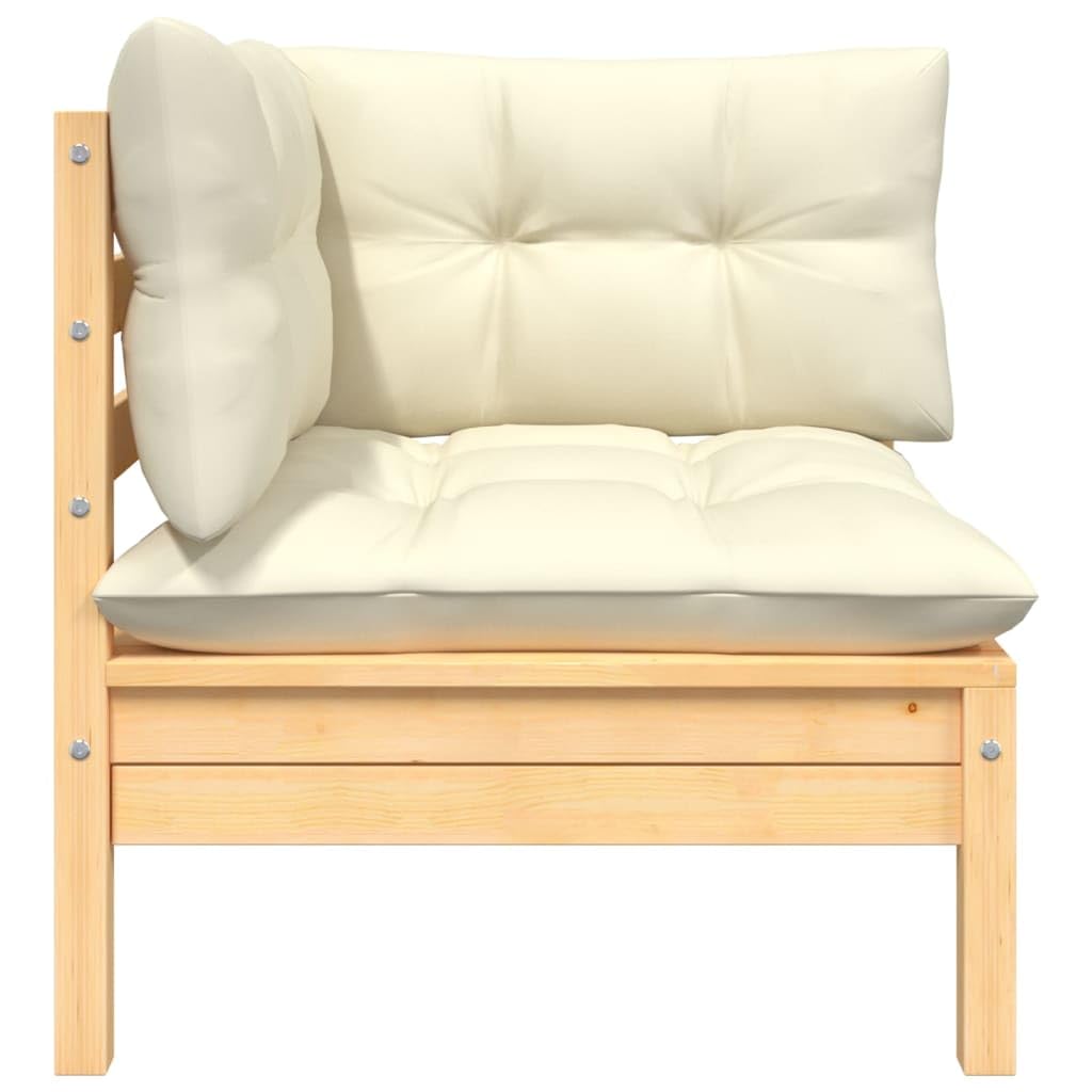 Foto 4 pulgar | Sofá De Esquina Vidaxl De Madera De Pino Marrón Crema Con Cojines - Venta Internacional.