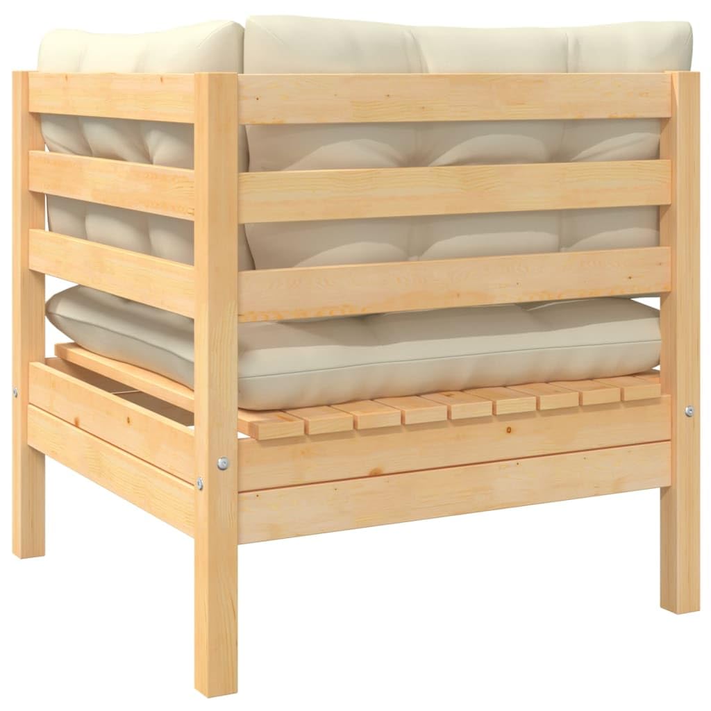 Foto 5 pulgar | Sofá De Esquina Vidaxl De Madera De Pino Marrón Crema Con Cojines - Venta Internacional.