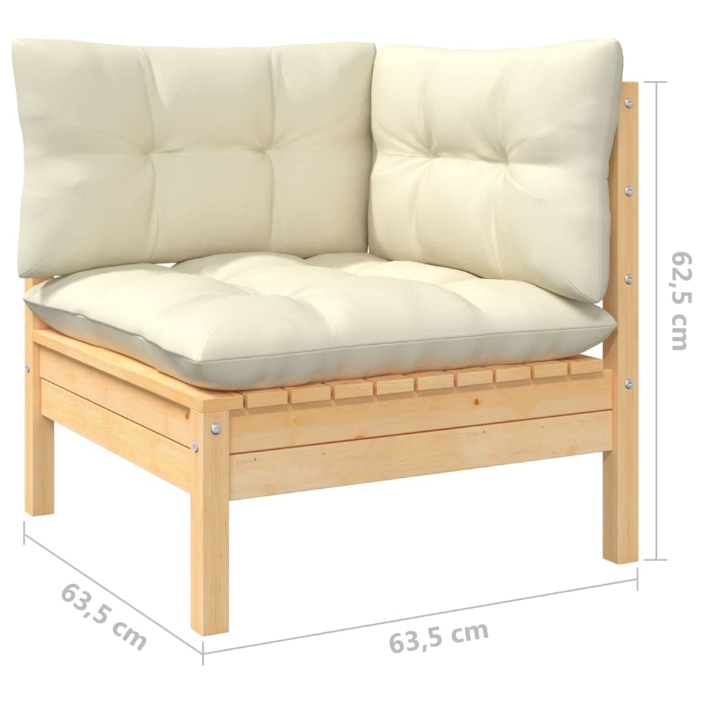 Foto 8 pulgar | Sofá De Esquina Vidaxl De Madera De Pino Marrón Crema Con Cojines - Venta Internacional.