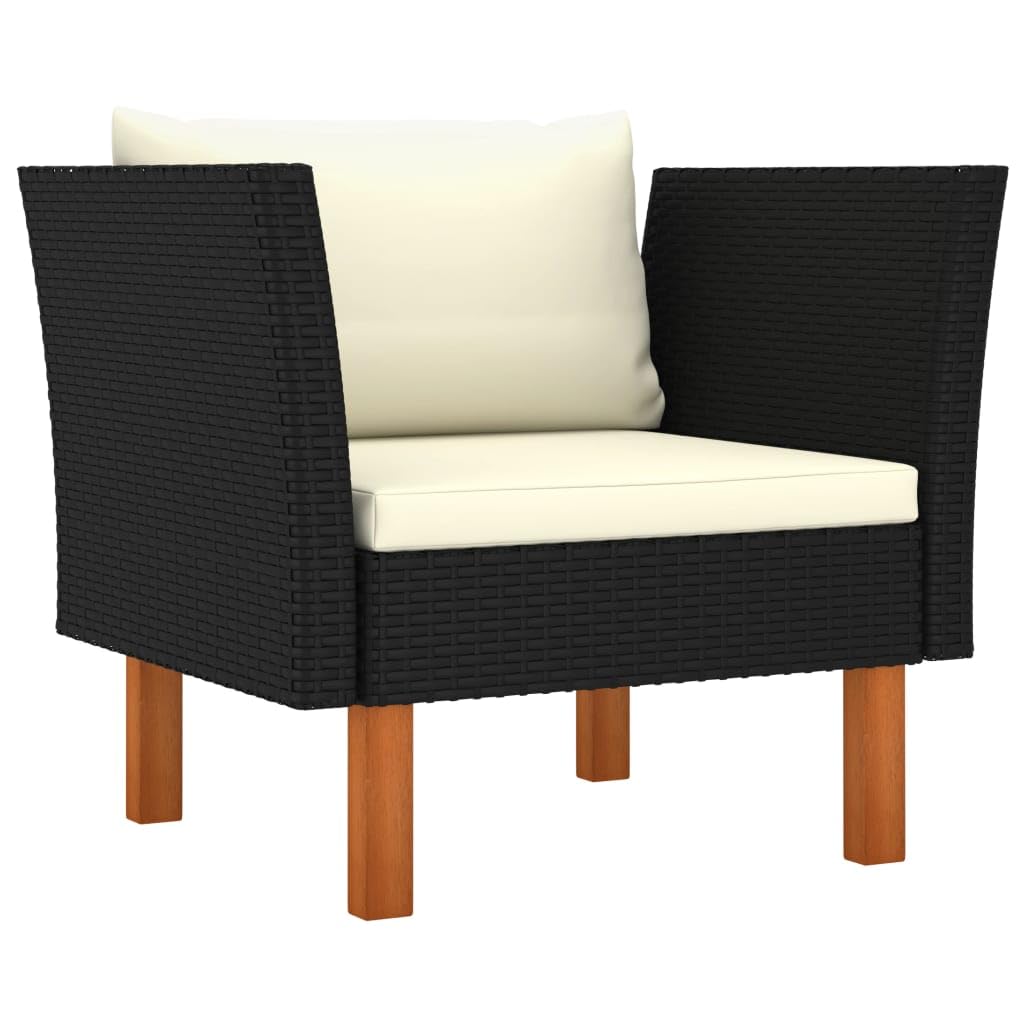 Foto 3 pulgar | Sofá De Patio Vidaxl Negro Con Cojines De Color Blanco Crema - Venta Internacional.