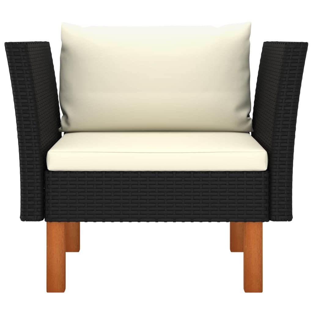 Foto 4 pulgar | Sofá De Patio Vidaxl Negro Con Cojines De Color Blanco Crema - Venta Internacional.