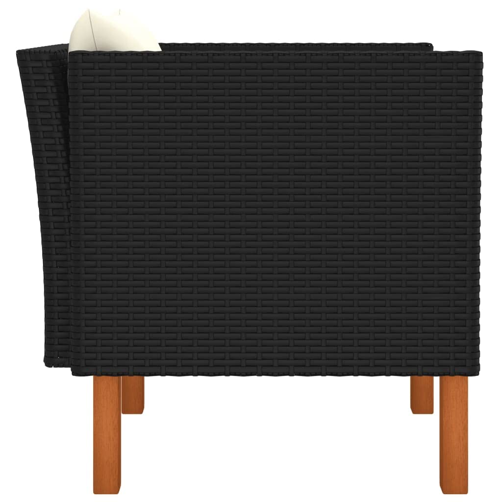 Foto 5 pulgar | Sofá De Patio Vidaxl Negro Con Cojines De Color Blanco Crema - Venta Internacional.