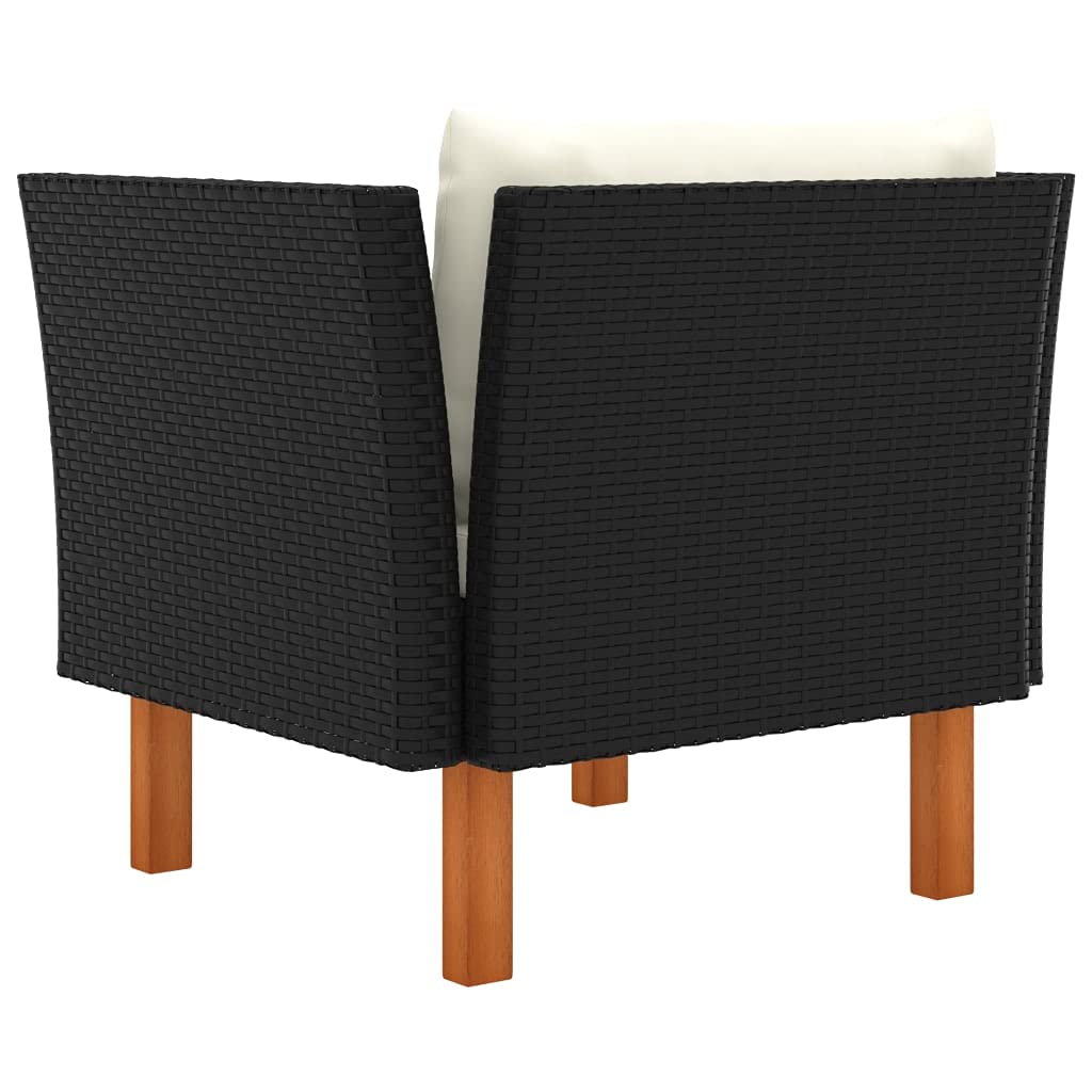 Foto 6 pulgar | Sofá De Patio Vidaxl Negro Con Cojines De Color Blanco Crema - Venta Internacional.