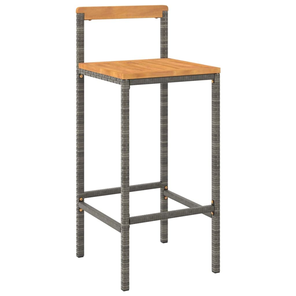 Foto 5 pulgar | Set De Bar De Jardín Vidaxl De Poliratán Gris Con Madera De Acacia  3 Piezas - Venta Internacional.