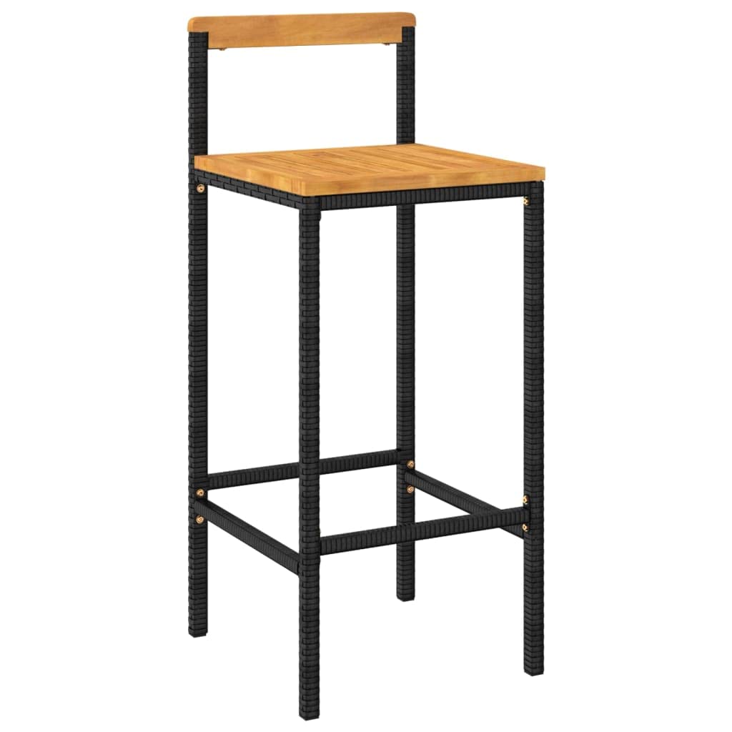 Foto 4 | Set De Bar Para Patio Vidaxl  3 Piezas  Madera De Poliratán Negro  Madera De Acacia - Venta Internacional.