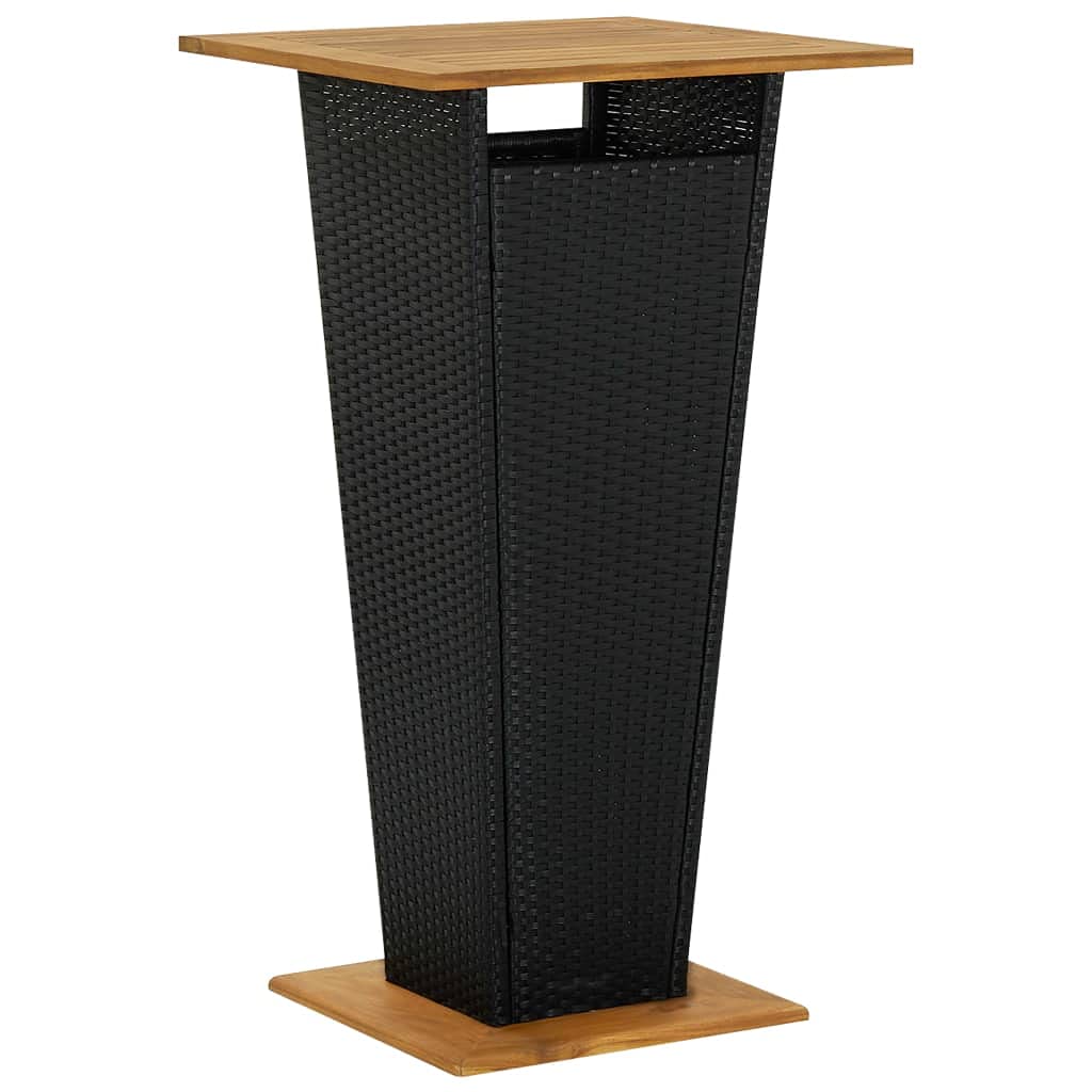 Foto 5 | Set De Bar Para Patio Vidaxl  3 Piezas  Madera De Poliratán Negro  Madera De Acacia - Venta Internacional.