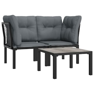 Foto 1 | Set Patio Lounge Vidaxl 3 Piezas Acero Sintético Ratán Sintético Negro Y Gris - Venta Internacional.