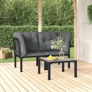Foto 5 | Set Patio Lounge Vidaxl 3 Piezas Acero Sintético Ratán Sintético Negro Y Gris - Venta Internacional.