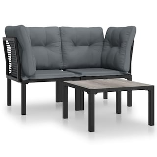 Foto 6 | Set Patio Lounge Vidaxl 3 Piezas Acero Sintético Ratán Sintético Negro Y Gris - Venta Internacional.