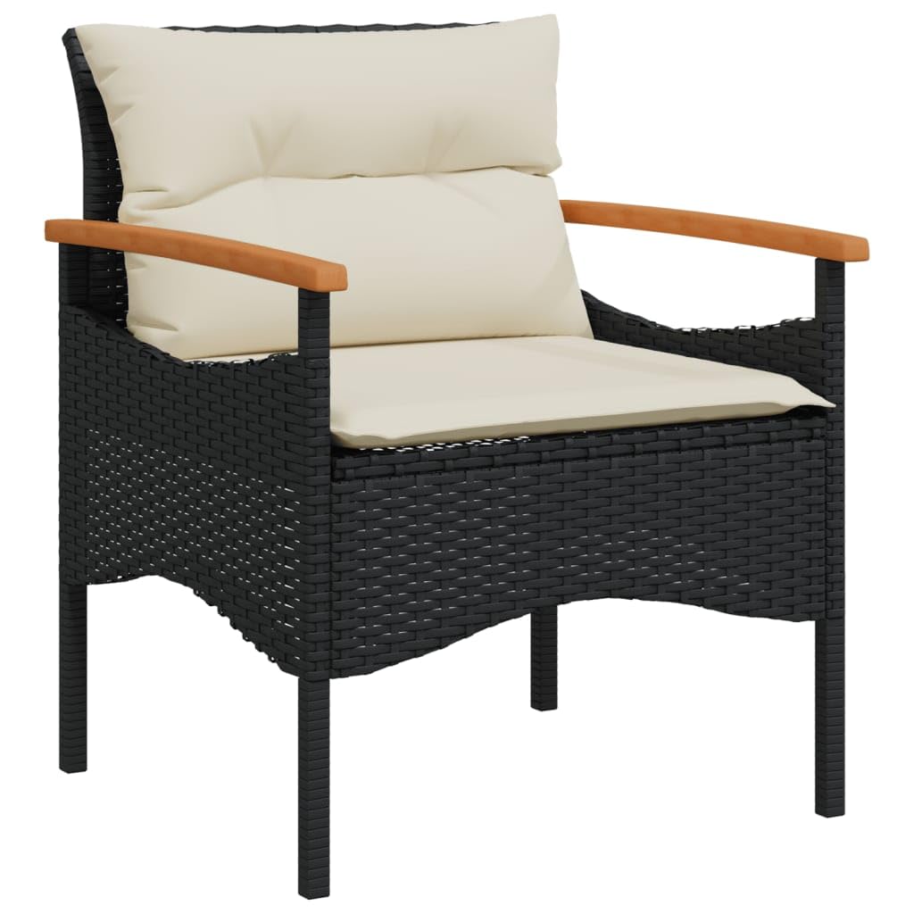 Foto 7 pulgar | Juego De Sofás Para Patio Vidaxl  3 Piezas  Poliratán Negro Y Acero - Venta Internacional.