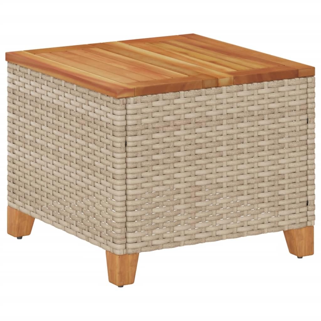 Foto 2 pulgar | Mesa De Patio Vidaxl Beige/marrón De Poliratán Y Madera De Acacia - Venta Internacional.
