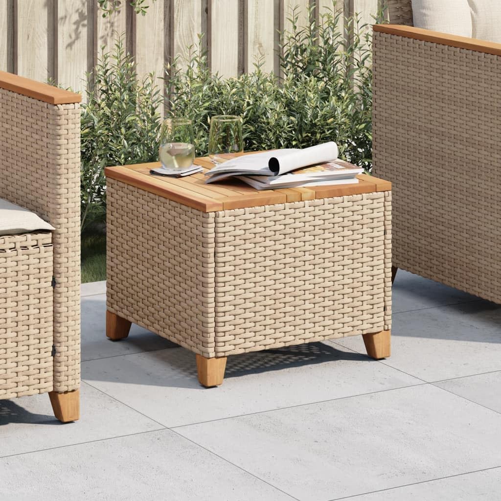 Foto 3 pulgar | Mesa De Patio Vidaxl Beige/marrón De Poliratán Y Madera De Acacia - Venta Internacional.